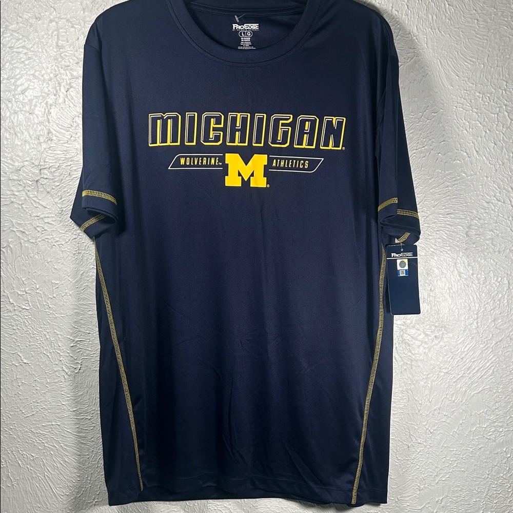 NWT University of Michigan Pro Edge Navy Michigan Athletics Men's Logo Tee Large